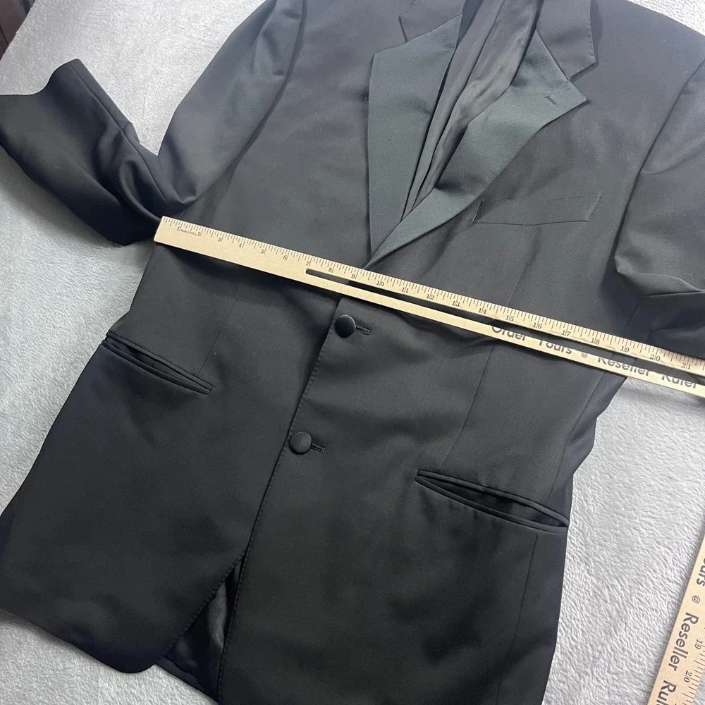 Canali Mens Black Pure Wool Tuxedo Jacket Blazer Made in Italy‎ Size 52R 42R
